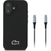 LACOSTE Set 2in1 Case + Cable USB-C Iconic Petit Pique Woven Magsafe For Iphone 16 Black - (LCHMBCCP16SPVCK)
