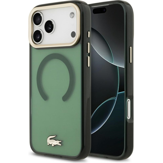 LACOSTE Shockproof Transparent Frosted Gold Logo Magsafe Case For Iphone 17 Pro Max Sinople - (LCHMP17XUFWAE)