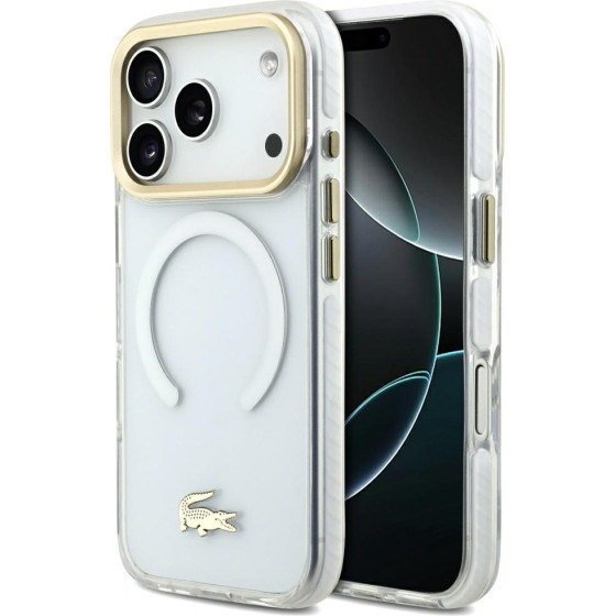 LACOSTE Shockproof Transparent Frosted Gold Logo Magsafe Case For Iphone 17 Pro White - (LCHMP17LUFWAH)