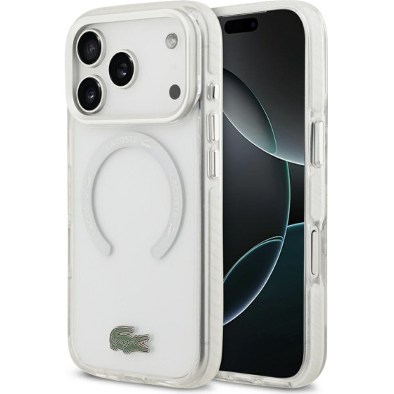 LACOSTE Shockproof Transparent Frosted Magsafe Case For Iphone 17 Pro White - (LCHMP17LUGTEH)
