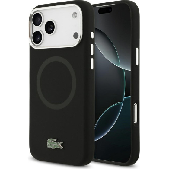 LACOSTE Silicone Metal Logo Magsafe Case For Iphone 17 Pro Max Black - (LCHMP17XSLAK)