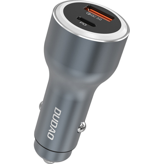 Dudao 120W Power Delivery Quick Charge Led Car Charger USB-A USB-C - Gray - (R4Ultra)