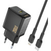 Dudao A26LEu Pd 20W Gan USB-C Wall Charger With USB-C To Lightning Cable - Black - (A26LEu black)