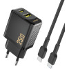 Dudao A26TCeu Pd Qc 25W Gan USB-A USB-C Wall Charger With USB-C Cable - Black - (A26TCeu black)
