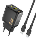 Dudao A26TCeu Pd Qc 25W Gan USB-A USB-C Wall Charger With USB-C Cable - Black - (A26TCeu black)