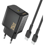 Dudao A27CEu Pd 25W Gan SB-C Wall Charger With USB-C Cable - Black - (A27CEu black)