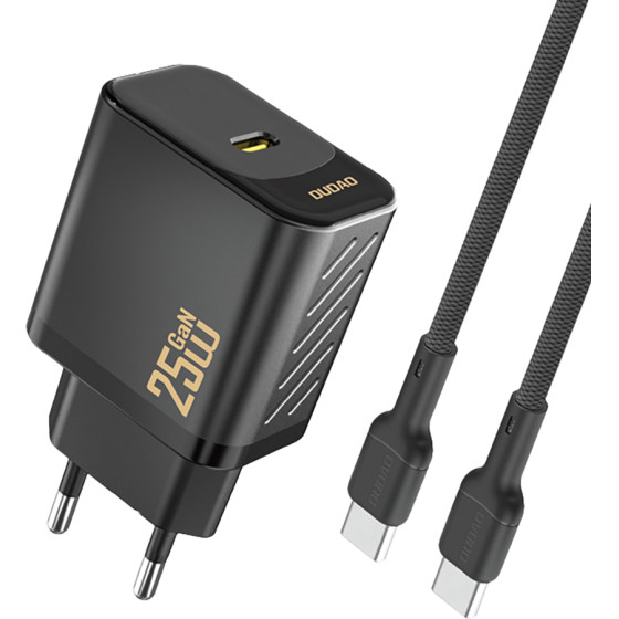 Dudao A27CEu Pd 25W Gan SB-C Wall Charger With USB-C Cable - Black - (A27CEu black)