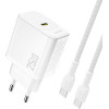 Dudao A27CEu Pd 25W Gan SB-C Wall Charger With USB-C Cable - White - (A27CEu white)