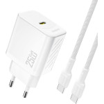 Dudao A27CEu Pd 25W Gan SB-C Wall Charger With USB-C Cable - White - (A27CEu white)