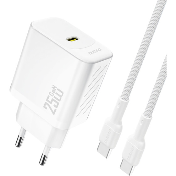 Dudao A27CEu Pd 25W Gan SB-C Wall Charger With USB-C Cable - White - (A27CEu white)