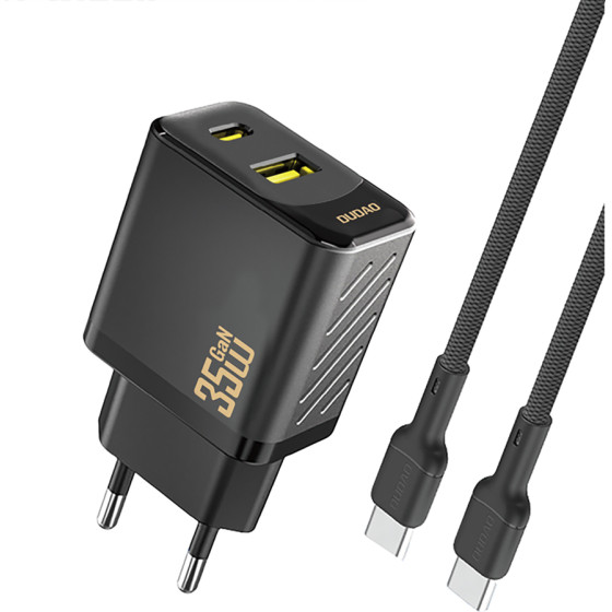Dudao A27MAxceu Pd Qc 35W USB-A USB-C Wall Charger With USB-C Cable - Black - (A27MAxceu black)