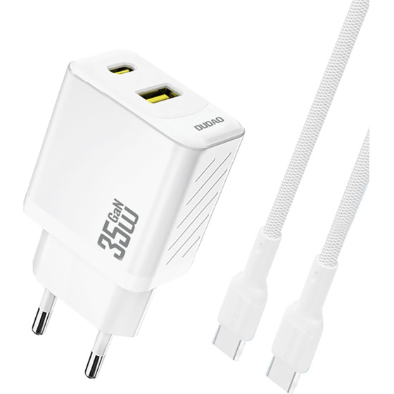Dudao A27MAxceu Pd Qc 35W USB-A USB-C Wall Charger With USB-C Cable - White - (A27MAxceu white)