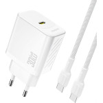 Dudao A27PCeu Pd 30W Gan USB-C Wall Charger With USB-C Cable - White - (A27PCeu white)