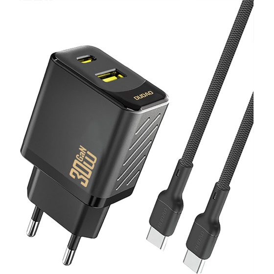 Dudao A27TCeu Pd 30W Gan USB-A USB-C Wall Charger With USB-C Cable - Black - (A27TCeu black)