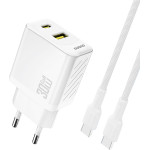 Dudao A27TCeu Pd 30W Gan USB-A USB-C Wall Charger With USB-C Cable - White - (A27TCeu white)