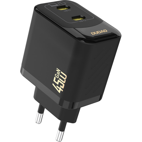 Dudao A28PEu Pd 45W Gan 2xUsb Wall Charger - Black - (A28PEu black)