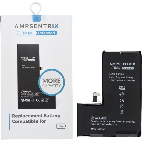 Inne Ampsentrix Basic Battery For Iphone 15 Pro (High capacity)