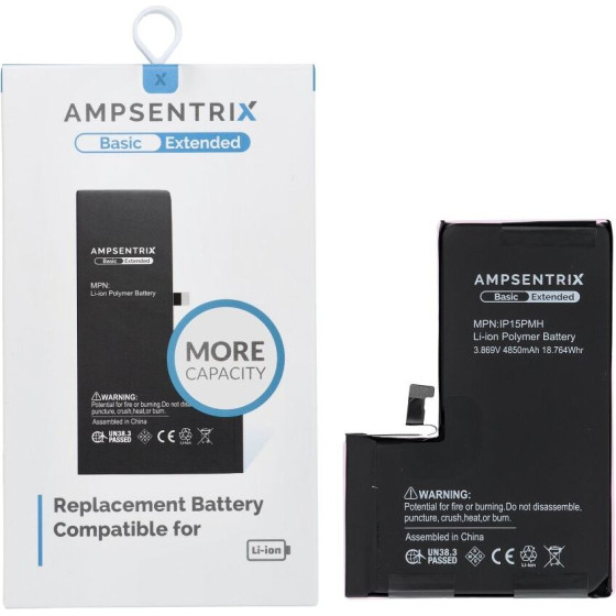 Inne Ampsentrix Basic Battery For Iphone 15 Pro Max (High capacity)