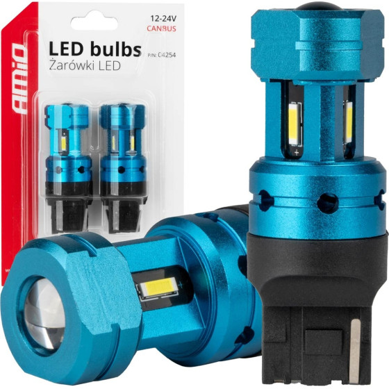AMiO - ������ Led Canbus T20 7440 W21W 4SMd 1860 ����� 6000K - 12/24V - 2 ���. (04254/AM) - (04254)