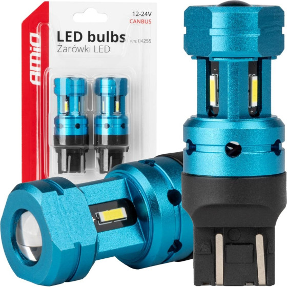 AMiO - ������ Led Canbus T20 7443 W21/5W 4SMd 1860 ����� 6000K - 12/24V - 2 ���. (04255/AM) - (04255)