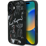 Karl Lagerfeld Case Grained Pattern & Logo Magsafe For Iphone 16 Black - (KLHMP16SPGGRMPK)