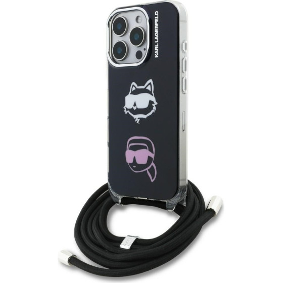 Karl Lagerfeld Case Iml Crossbody Karl&Choupette Head For Iphone 16 Pro Max Black - (KLHCP16XHCDHGFBK)