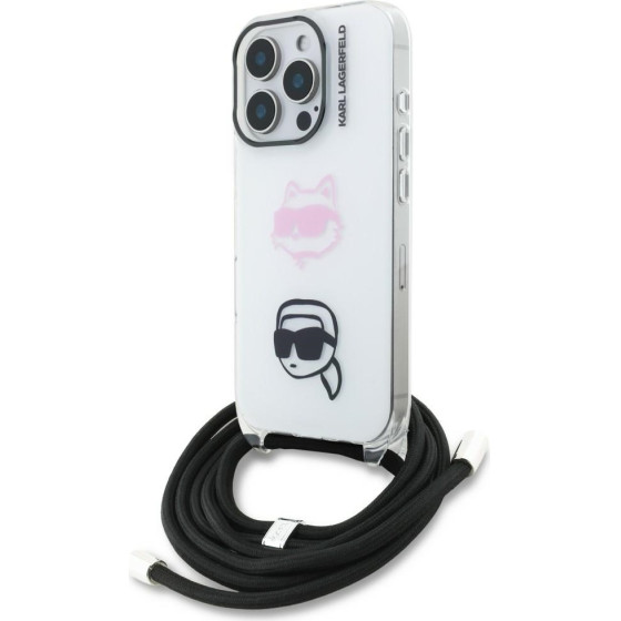 Karl Lagerfeld Case Iml Crossbody Karl&Choupette Head For Iphone 16 Pro White - (KLHCP16LHCDHGFBH)