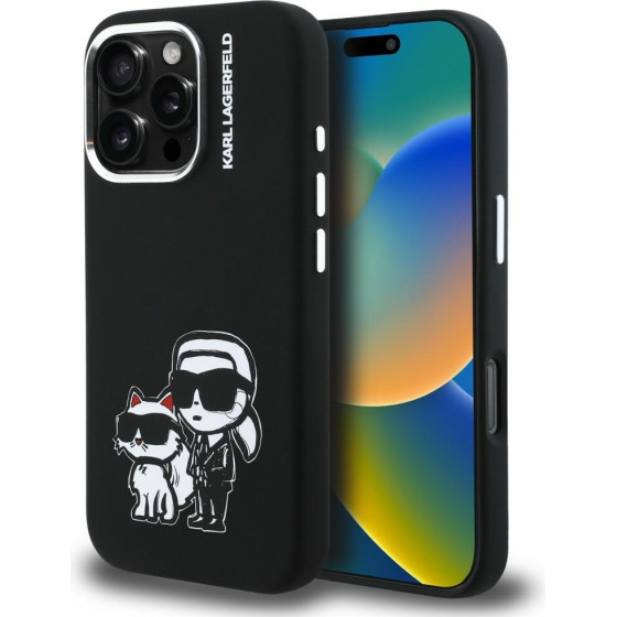 Karl Lagerfeld Case Silicone Karl&Choupette Sketch Magsafe For Iphone 16 Pro Max Black - (KLHMP16XSKCGRGK)