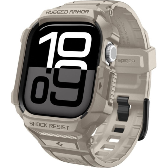 Spigen Rugged Armor Pro V2 - Strap With Case For Apple Watch 10/11 46mm (Dune Beige) - (ACS10506)
