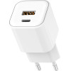 Setty Wall Charger USB-A + USB-C 20W LSGaN-AC-200 white