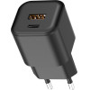 Setty Wall Charger USB-A + USB-C 20W LSGaN-AC-201 black