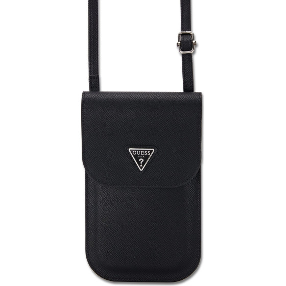Guess Pu Grained Triangle Logo Phone Bag Black - (GUCWBPGTSPSK)