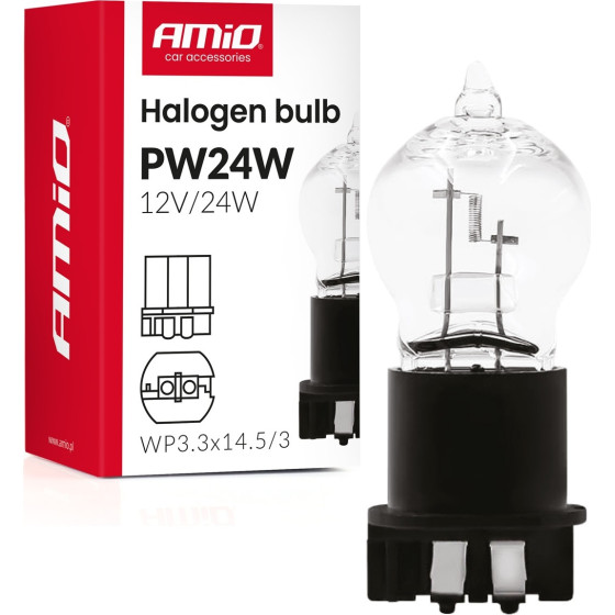 Amio - ����� �������� PW24W 12V 24W ���� WP3.3x14.5-3 ��� ���� ������ (DRL) & ����� - 1 ���.(04409/AM) - (04409)