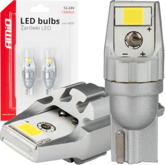 Amio - ����� LED CANBUS T15 (W16W) 2SMD 3570 ����� 6000K 12V/24V ��� ���� ������� & ��������� ������� - 2���. (04257/AM) - (04257)
