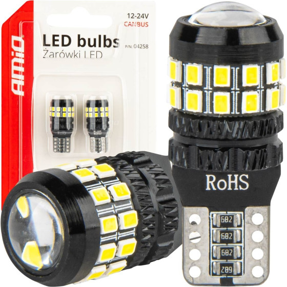 Amio - ������ LED CANBUS T10 (W5W) 27SMD 2016 ������ 5500K 12V/24V - 2���. (04258/AM) - (04258)