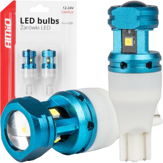 Amio - ������ LED CANBUS T15 (W16W) 4SMD 1860XS ����� 6000K 12V/24V ��� ���� �������, ��������� & ����� ��������� - 2���. (04251/AM) - (04251)