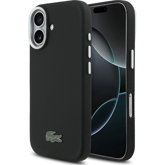 Lacoste Iconic Petit Pique Metal Logo MagSafe Case for iPhone 17 Black - (LCFCMP17SPLAK)