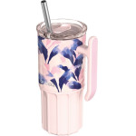 Quokka Umi - 720 Ml Stainless Steel Thermal Mug With Straw And Silicone Base (Blue Feather) - (40090)