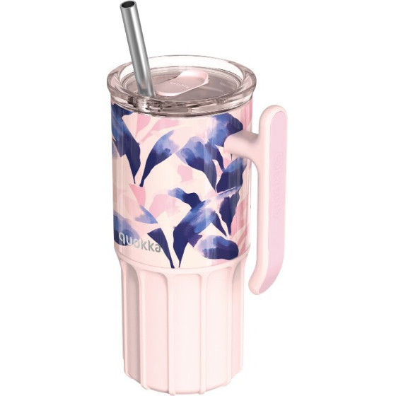 Quokka Umi - 720 Ml Stainless Steel Thermal Mug With Straw And Silicone Base (Blue Feather) - (40090)