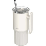 Quokka Umi - Stainless Steel Thermal Mug 720ml With Straw And Silicone Base (Ivory) - (40092)
