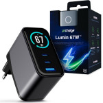3MK Network Charger Incharge Lumin Pd 67W QC4+ Pps Afc Fcp Scp USB-A 2xUSB-C Tft With Display Black - (5903108705295)