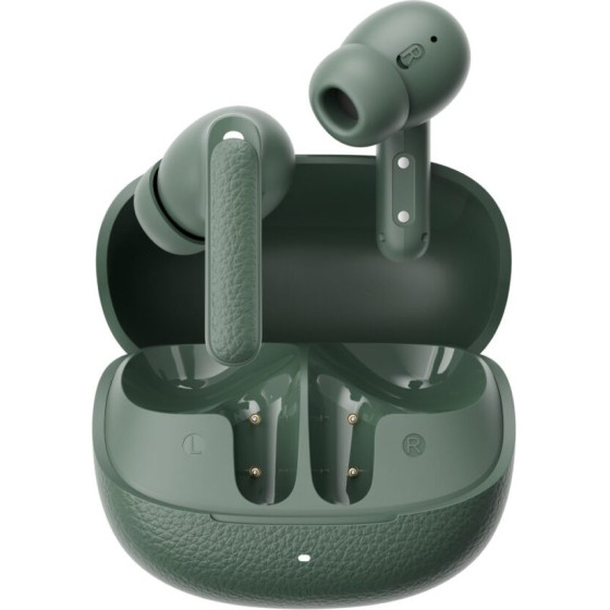 QCY Buds Anc Green (HT15)- 45db Anc Tws Earbuds 35h 5 Mic ENC, ear-Canal Adaptive tech, Leather Case - (QCY-HT15 Green)