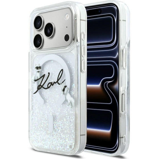 Karl Lagerfeld Case Liquid Glitter Karl Script Logo Magsafe For Iphone 17 Pro Transparent - (KLHMP17L6LKSCAMT)