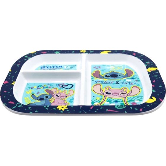 Disney Stitch - Microwave-Safe children's Plate With Compartments From The Stitch & Angel Collection (19.5 x 22 cm) - (60562)