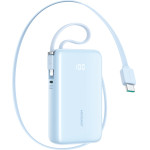 Joyroom JR-PR2L 10000mAh 35W Power Bank With Built-In Retractable USB-C Cable And Lightning Lanyard Cable - Blue - (JR-PR2L blue)
