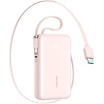 Joyroom JR-PR2L 10000mAh 35W Power Bank With Built-In Retractable USB-C Cable And Lightning Lanyard Cable - Pink - (JR-PR2L pink)