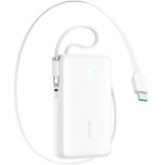 Joyroom JR-PR2L 10000mAh 35W Power Bank With Built-In Retractable USB-C Cable And Lightning Lanyard Cable - White - (JR-PR2L white)