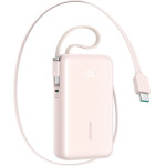 Joyroom JR-PR2L 10000mAh 35W Power Bank With Built-In Retractable USB-C Cable And USB-C Lanyard Cable - Pink - (JR-PR2 pink)