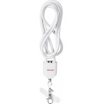 Activejet Lanyard With 3-in-1 Charging cable, white. Ends With Various connectors: USB-C, Lightning adapter, USB-A - (Activejet Smycz Do Ladowania 3w)