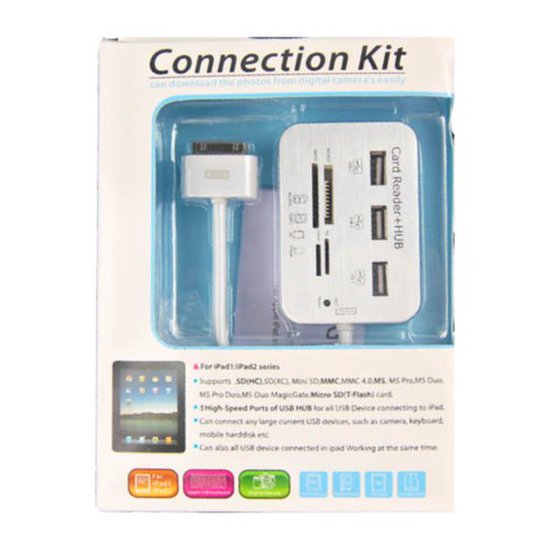 ���������� ������ ������ CONNECTION KIT + 3 ����� USB 2.0 HUB IPAD1,IPAD2, IPOD,IPHONE ��������